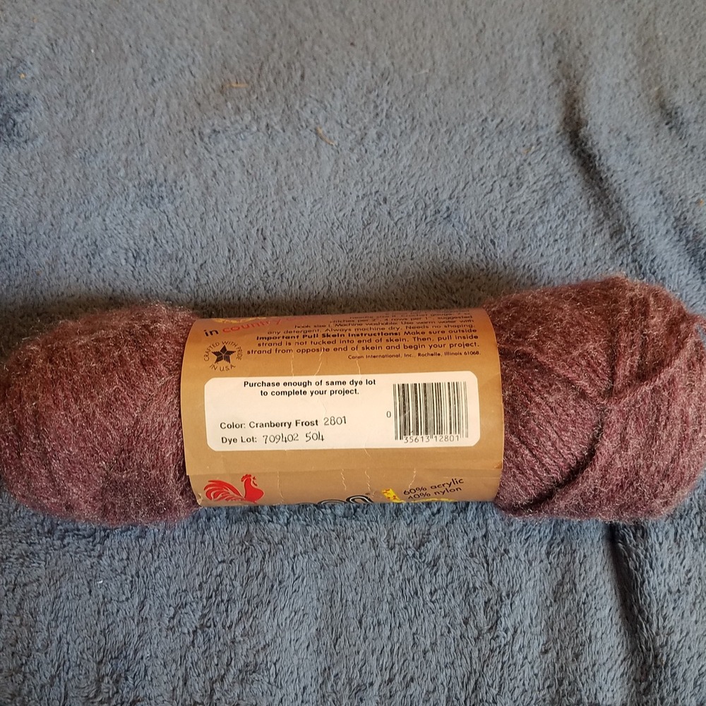 Caron Dazzle Aire Yarn 3oz Cranberry Frost New Vintage 4 Ply Acrylic Nylon Blend